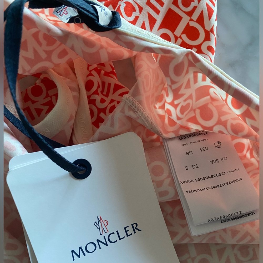 Authentic NWT Moncler Logo Print One Piece Swimsuit - Picture 8 of 8